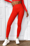 Leggings de sport taille haute froissés rouges