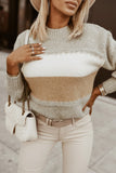 Chunky Striped Mock Neck Pullover Sweater