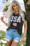 Distressed Tie-dye USA Flag Print T-shirt