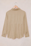 Khaki Textured Solid Color Basic Shirt