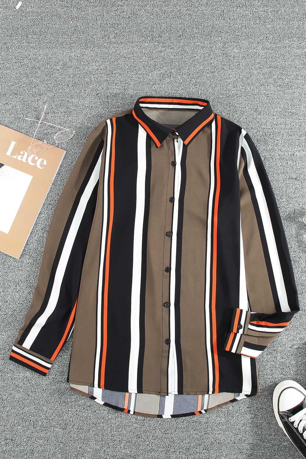 Brown Striped Modern Women Shirt