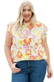 Plus Size Mock Neck Ruffle Sleeve Floral Blouse