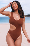 Asymmetric Cutout Joint One Piece Swimsuit