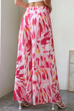 Boho Abstract Floral Print Wide Leg Pants