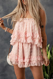 Swiss Dot Frill Tiered Strapless Romper