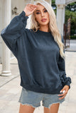 Orange Drop Shoulder Crew Neck Pullover Sweatshirt