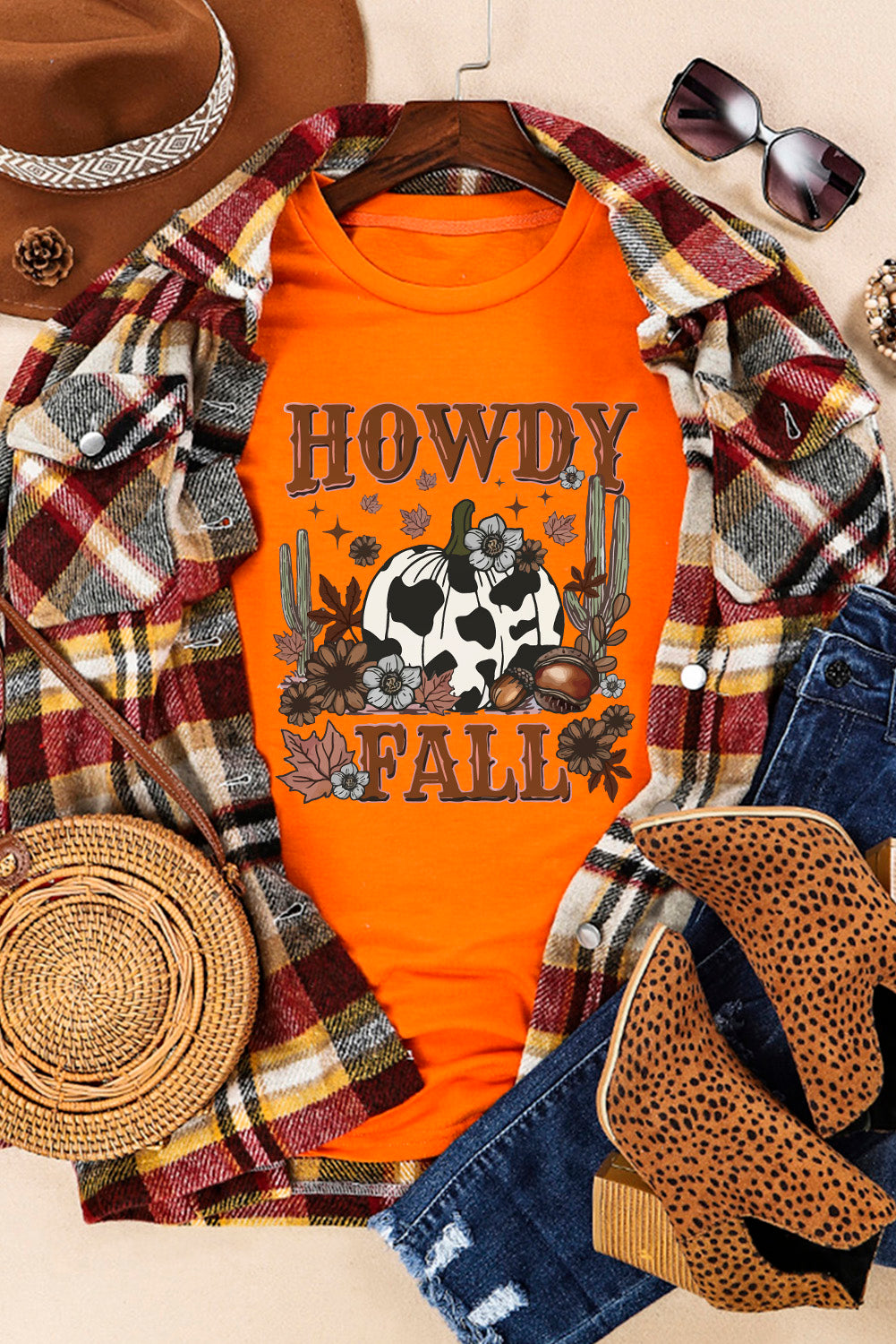 HOWDY FALL Western Pumpkin Graphic T Shirt