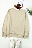 Orange Plain Crew Neck Pullover Sweatshirt