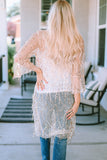 Sequin Sheer Long Sleeve Open Front Kimono