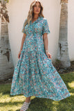 Paisley Print Boho Holiday Ruffle Tiered Maxi Dress