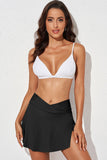 Criss Cross Waist Flared Swim Skirt