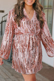 Sequin Bubble Sleeves Short Wrap Dress