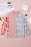 Plaid Contrast Color Block Shirt