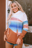 Striped Colorblock Pocketed Hoodie