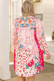 Floral Long Sleeve Plus Size Shift Dress