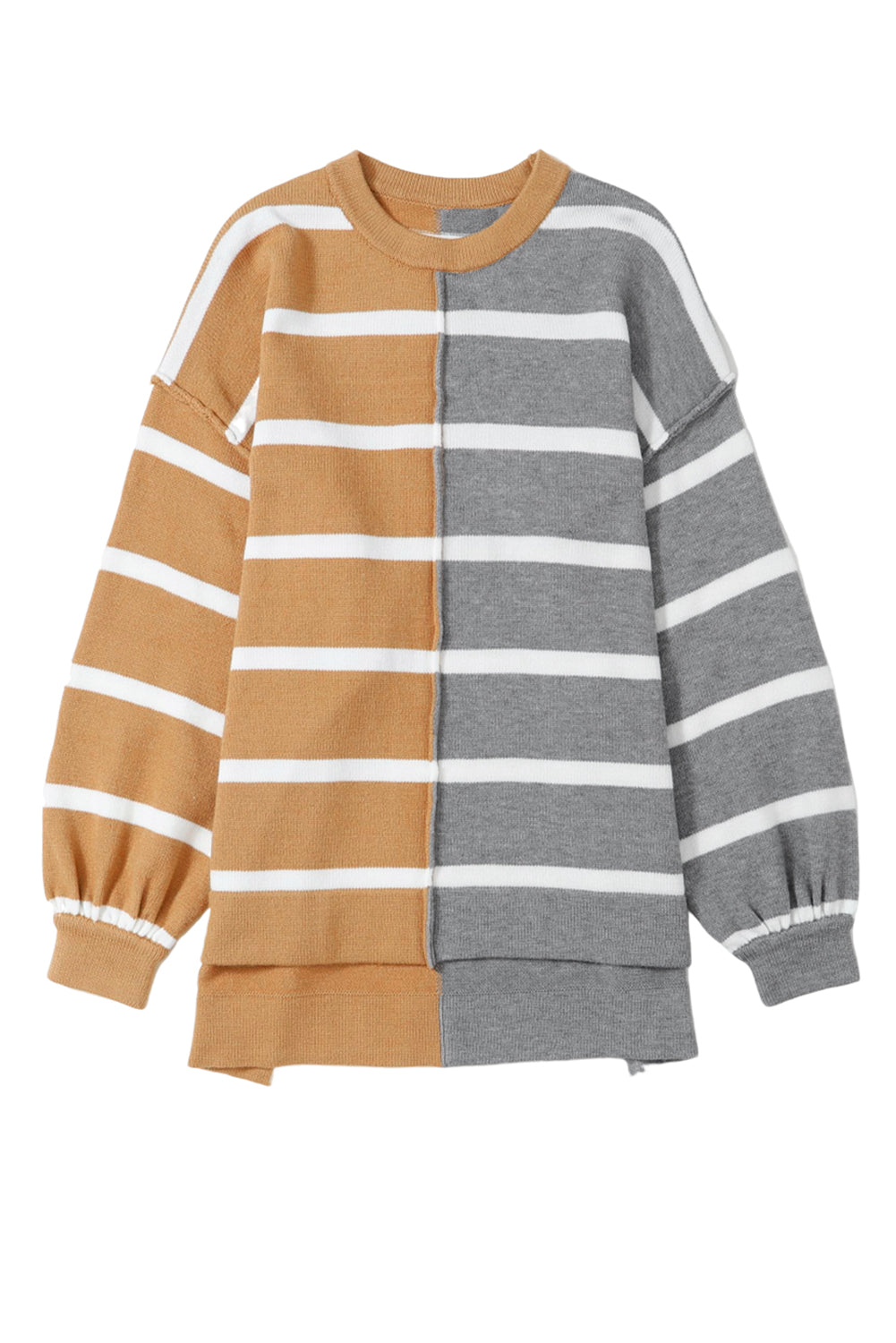 Stripe Oversized Contrast Printed Dropped Shoulder Top