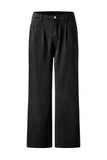 Pantalon en denim doux noir à jambe large en Tencel