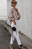 Button Frill Cuffs Oversize Puff Sleeve Blouse