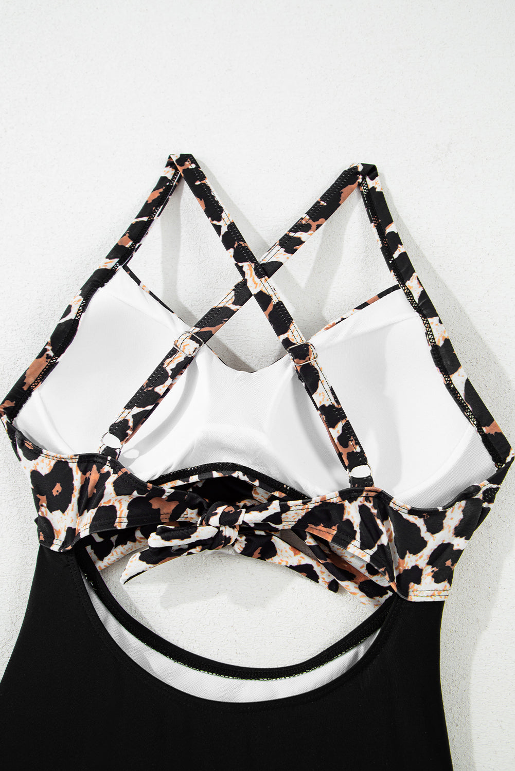 Black Leopard 2-tone Crossed Cutout Backless Monokini