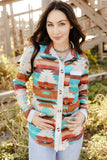 Aztec Print Buttoned Pocket Chest Long Sleeve Shirt