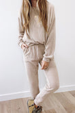 Pocketed Drop Shoulder Corded Sweat Suit