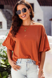 Joint Bubble Sleeve Round Neck Blouse