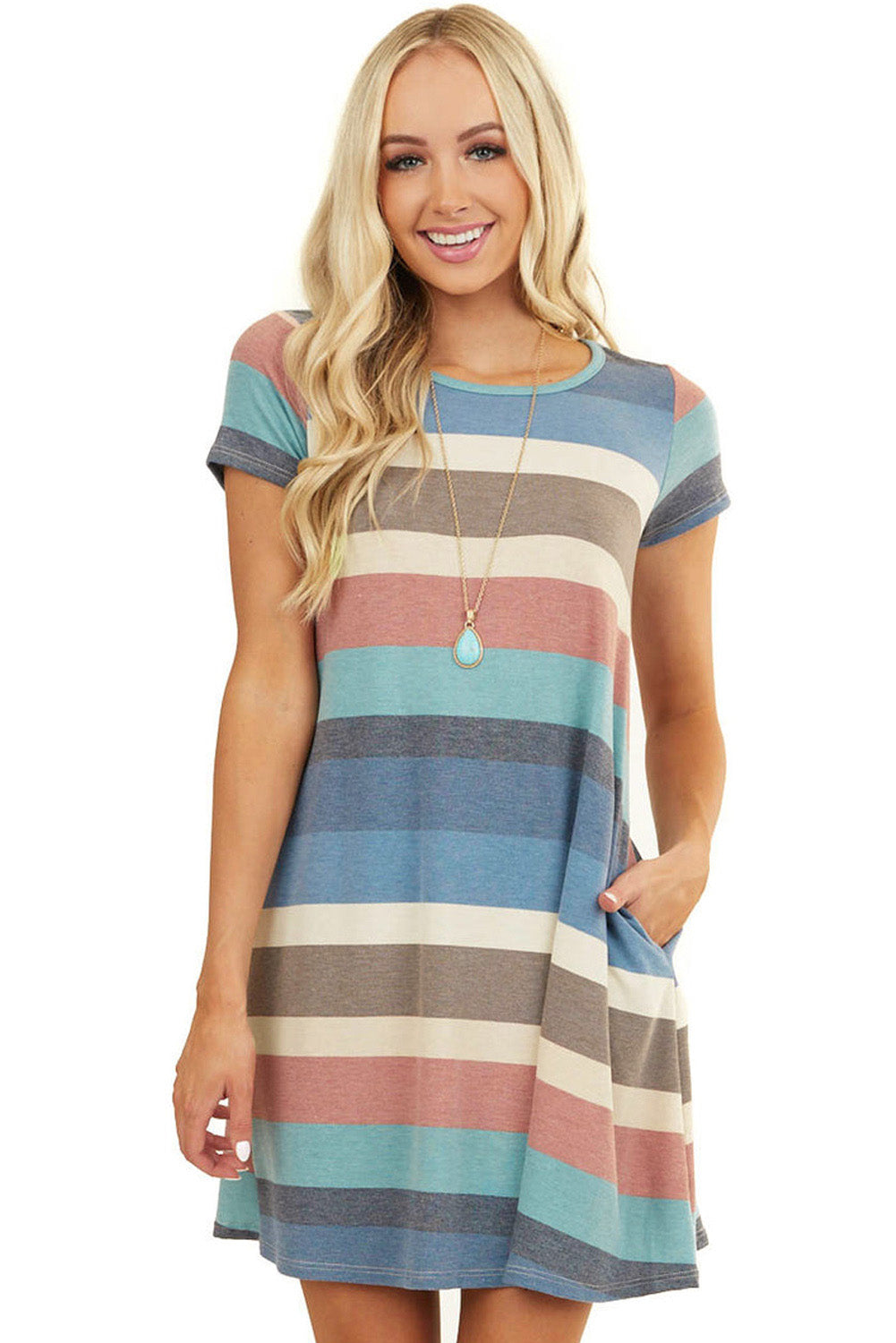 Stripe Print Slit Maxi Tank Top Dress