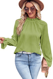 Frilled Mock Neck Ripple Bubble Sleeve Blouse