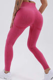 Leggings taille haute longueur cheville rehaussant les fesses roses