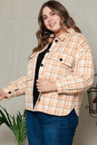 Plus Size Plaid Jacket with Flap Pockets