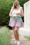 Plus Size Color Block Ruffle Tiered Babydoll Tank Top