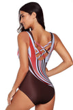 Black Criss Cross Back Tie-Dye One Piece Swimsuit