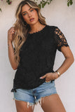 Lace Overlay Short Sleeve Top