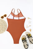 Asymmetrical Mesh Cutout Spaghetti Strap One Piece Swimsuit