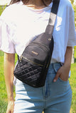 Quilted Multi-Pocket Zip Crossbody Chest Bag