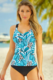 Printed Strappy Racerback Two Piece Tankini Swimsuit