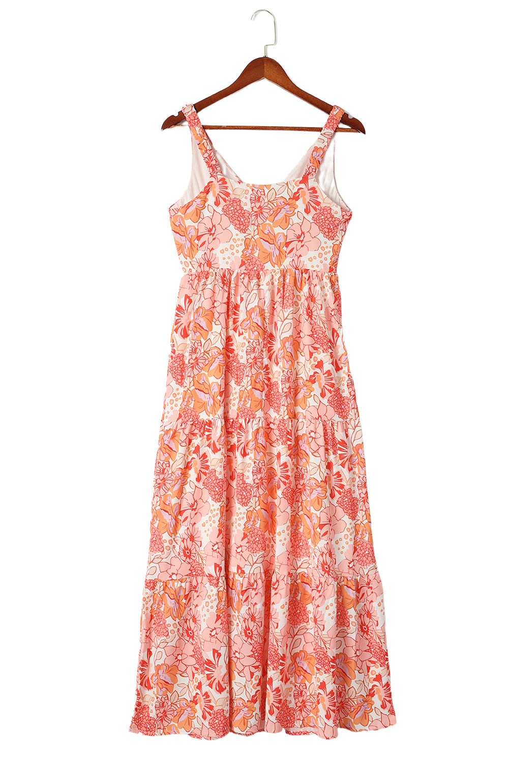 Floral Print V Neck Sleeveless Empire Waist Dress