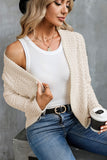 Cardigan gris ouvert sur le devant en tricot Popcorn