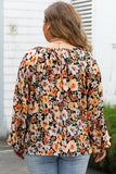 Plus Size Floral V-Neck Long Sleeve Blouse