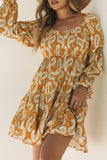 Boho Paisley Long Sleeve Floral Dress