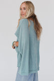 Ribbed Knit Batwing Sleeve Tunic Oversized T Shirt