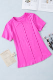 Solid Color Piping Trim Short Sleeve T Shirt