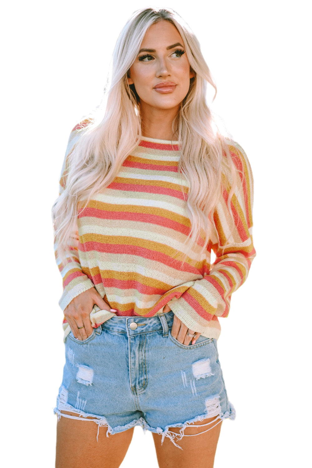 Stripe Long Sleeve Knitted Sweater