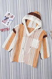 Striped Colorblock Cut Out Hooded Sweater