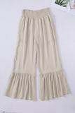 Smocked High Waist Ruffled Wide Leg Pants