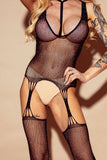 Rhinestone Sheer Suspender Bodystockings