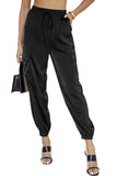 Satin Pocketed Drawstring Elastic Waist Pants