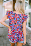 Floral Print Ruffle Tiered Short Sleeve Babydoll Top