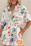 Ricrac Trim Floral Short Sleeve Shirt and Shorts Outfit