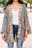 Paisley Floral Print Open Front Flowy Kimono